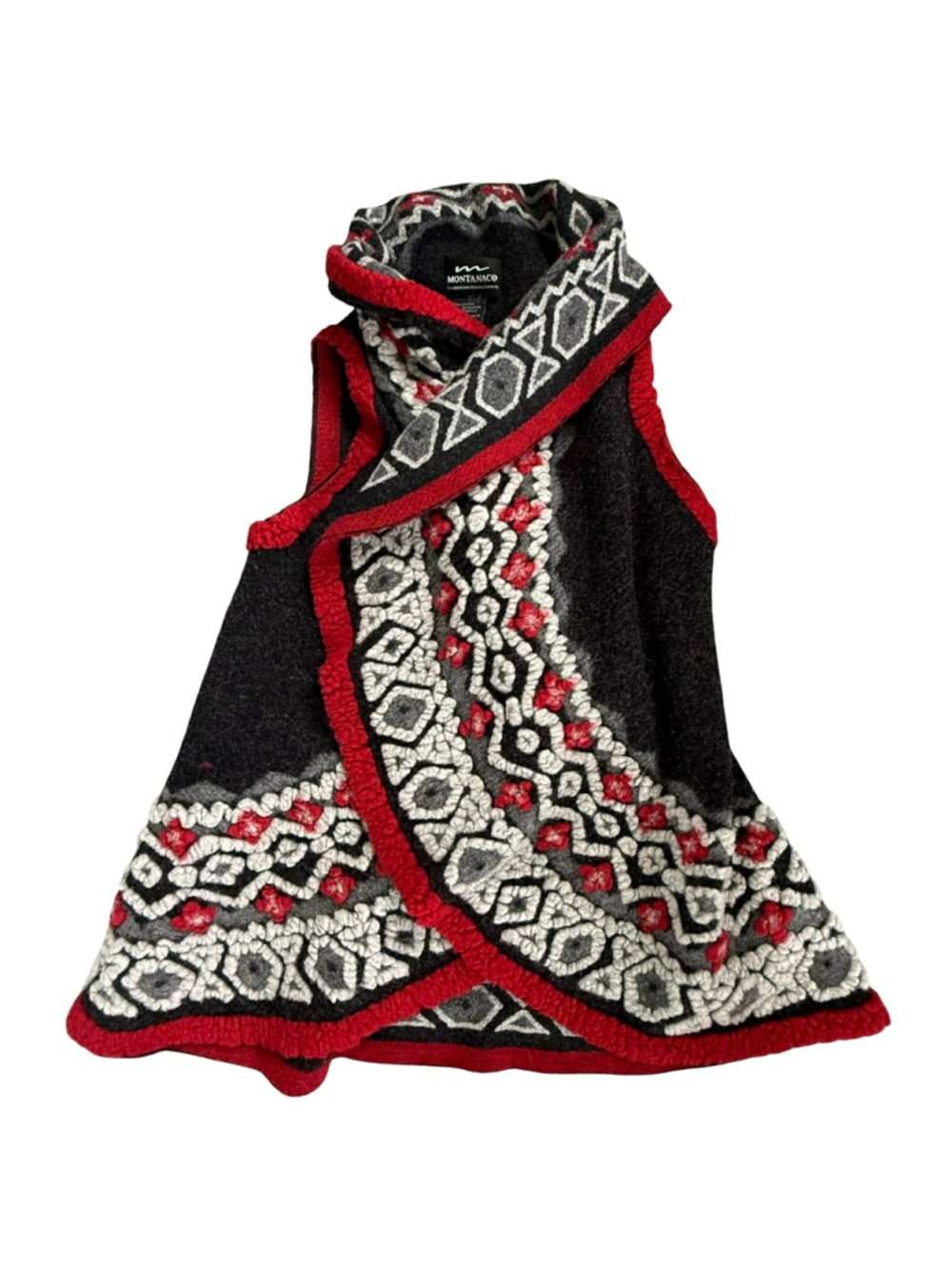 Montanaco Wool Blend Southwestern Draped Hooded Vest Size M/L/OS